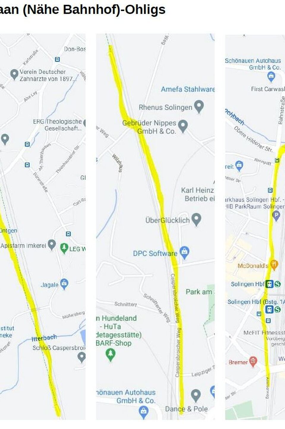 Trassenführung Haan-Solingen